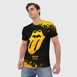 Мужская футболка 3D Rolling Stones - gold gradient - фото 2