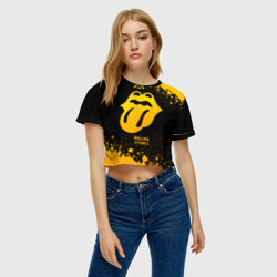 Женская футболка Crop-top 3D Rolling Stones - gold gradient - фото 2