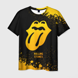 Мужская футболка 3D Rolling Stones - gold gradient