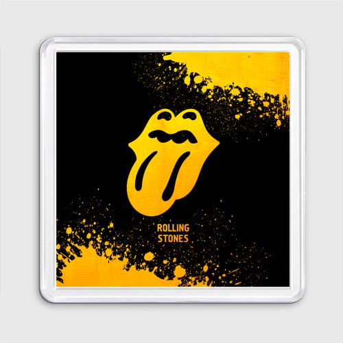 Магнит 55*55 Rolling Stones - gold gradient