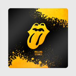 Магнит виниловый Квадрат Rolling Stones - gold gradient