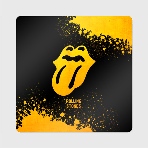 Магнит виниловый Квадрат Rolling Stones - gold gradient