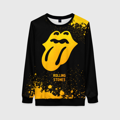 Женский свитшот 3D Rolling Stones - gold gradient, цвет 3D печать