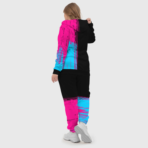 Женский костюм 3D с принтом Breaking Benjamin - neon gradient: по-вертикали, вид сзади #2