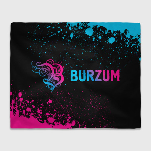 Плед с принтом Burzum - neon gradient: надпись и символ, вид спереди №1
