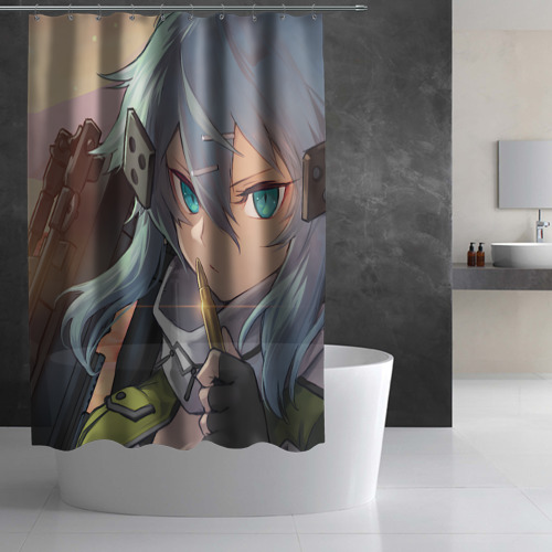 Штора 3D для ванной Sword Art Online Сино Асада - фото 2