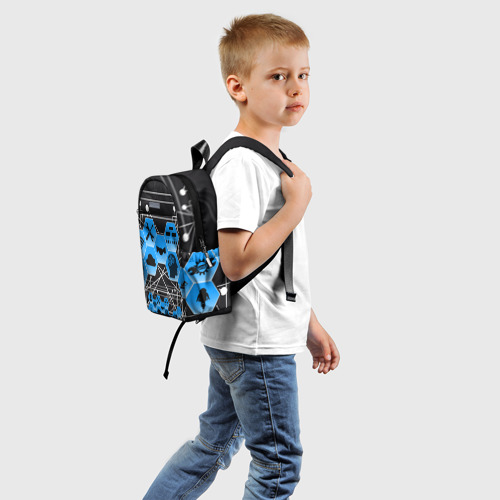 Детский рюкзак 3D с принтом Виртуальный мир, вид сзади #1