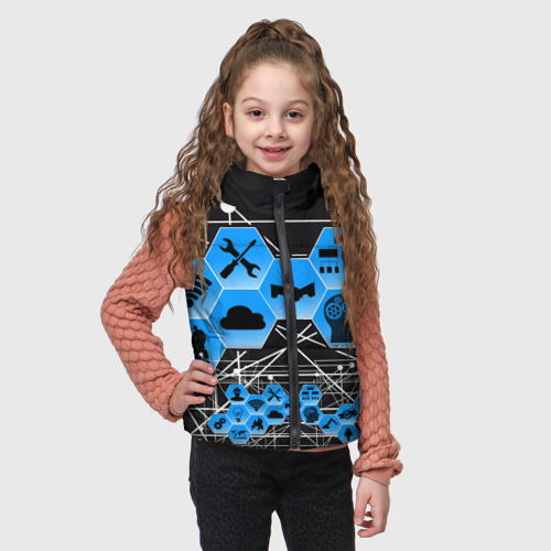 Детский жилет утепленный 3D с принтом Виртуальный мир, фото на моделе #1