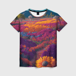 Женская футболка 3D Цветочный луг