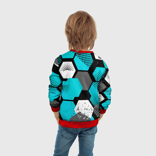 Детский свитшот 3D с принтом Шестиугольники абстрактный фон, вид сзади #2