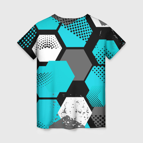 Женская футболка 3D с принтом Шестиугольники абстрактный фон, вид сзади #1