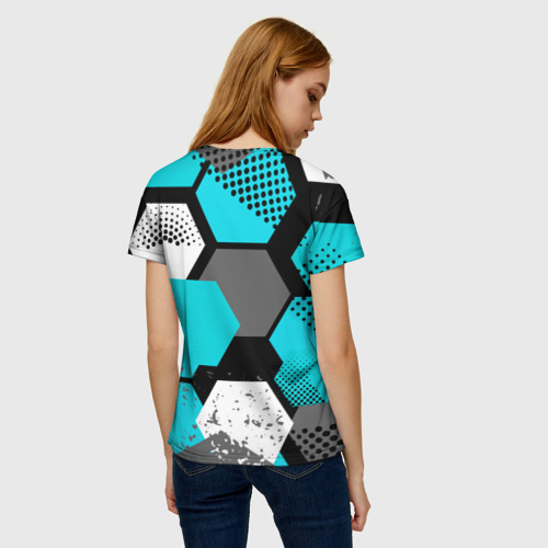 Женская футболка 3D с принтом Шестиугольники абстрактный фон, вид сзади #2