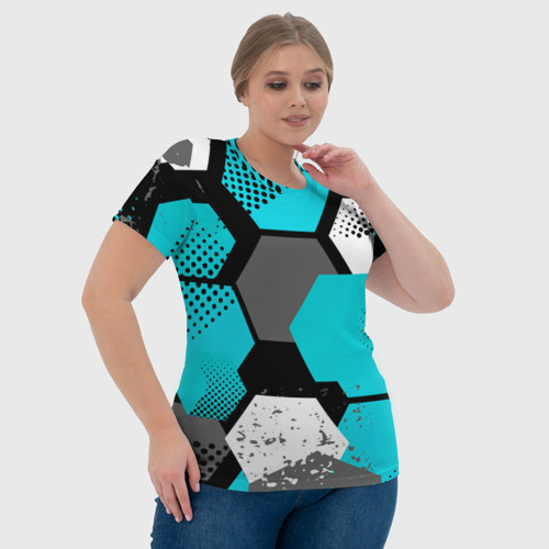 Женская футболка 3D с принтом Шестиугольники абстрактный фон, фото #4