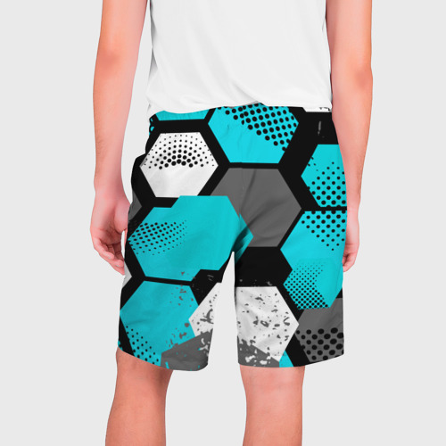 Мужские шорты 3D с принтом Шестиугольники абстрактный фон, вид сзади #1