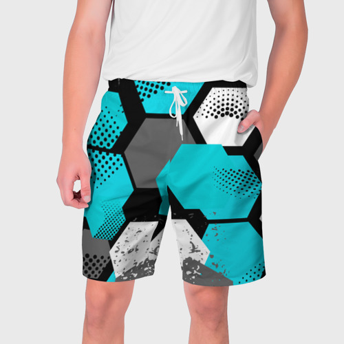 Мужские шорты 3D с принтом Шестиугольники абстрактный фон, вид спереди #2