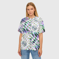 Женская футболка oversize 3D Floral abstract - фото 2