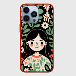 Чехол для iPhone 13 Pro Девочка в цветах - Бохо