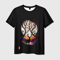 Мужская футболка 3D Лесной король ночью