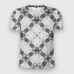 Мужская футболка 3D Slim Черно-белый ажурный кружевной узор Геометрия