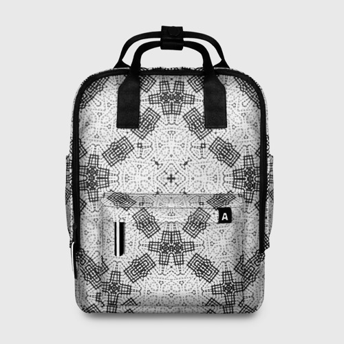 Женский рюкзак 3D Черно-белый ажурный кружевной узор Геометрия