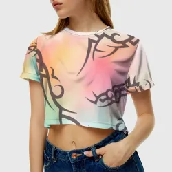 Женская футболка Crop-top 3D Трайбл граффити - фото 2