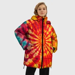 Женская зимняя куртка Oversize Тай дай солнце - фото 2