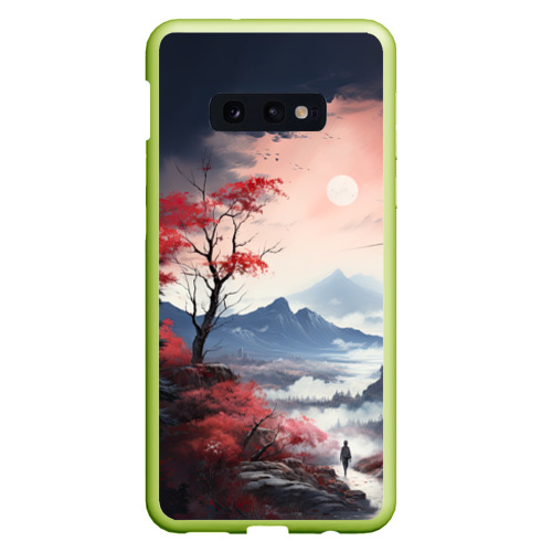 Чехол для Samsung S10E с принтом Луна над горами, вид спереди #2