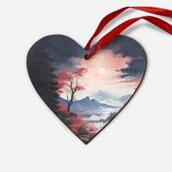 Деревянная игрушка Сердце Луна над горами