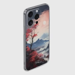 Чехол для iPhone 15 Pro силиконовый с защитой камеры Луна над горами - фото 2