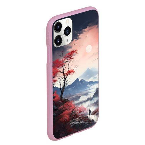 Чехол для iPhone 11 Pro Max матовый Луна над горами, цвет розовый - фото 3