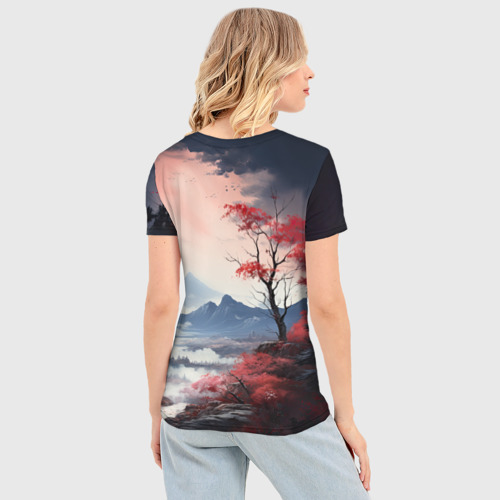 Женская футболка 3D Slim Луна над горами, цвет 3D печать - фото 4
