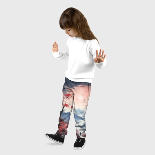 Детские брюки 3D Луна над горами, цвет 3D печать - фото 3