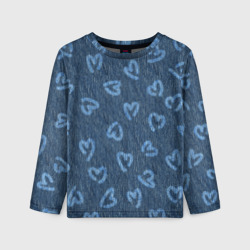 Детский лонгслив 3D Hearts on denim