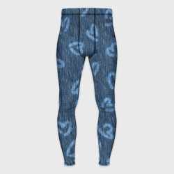 Мужские тайтсы 3D Hearts on denim