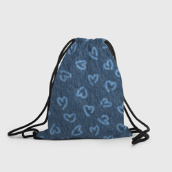 Рюкзак-мешок 3D Hearts on denim