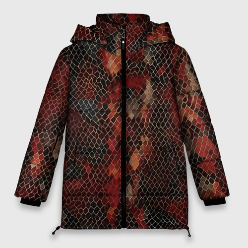 Женская зимняя куртка 3D с принтом Кожа змея, вид спереди #2