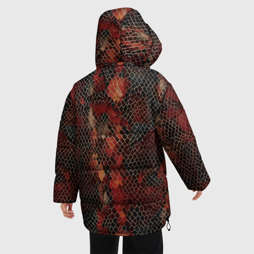 Женская зимняя куртка 3D с принтом Кожа змея, вид сзади #2