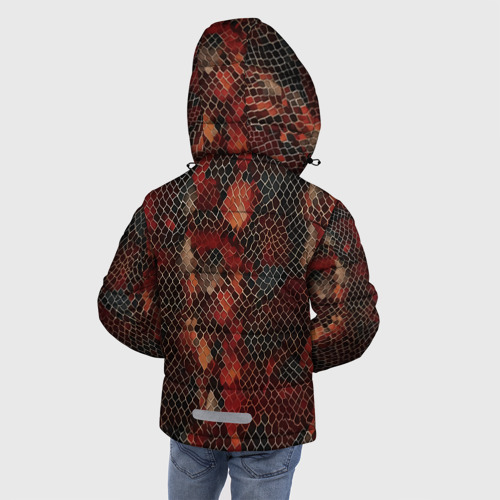 Зимняя куртка для мальчиков 3D с принтом Кожа змея, вид сзади #2