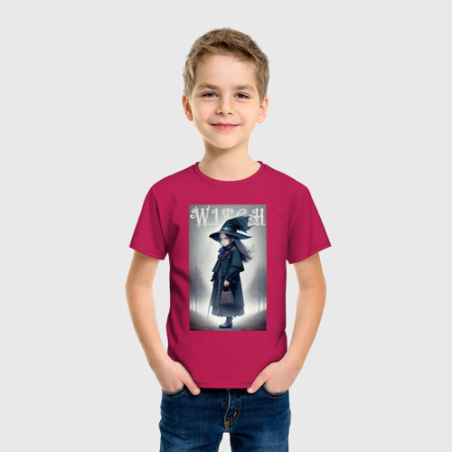 Детская футболка хлопок с принтом Кроха-ведьмочка - милашка - хэллоуин, фото на моделе #1