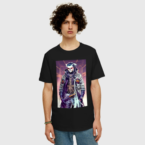 Мужская футболка хлопок Oversize Джонни Депп - хэллоуин - фантазия, цвет черный - фото 3