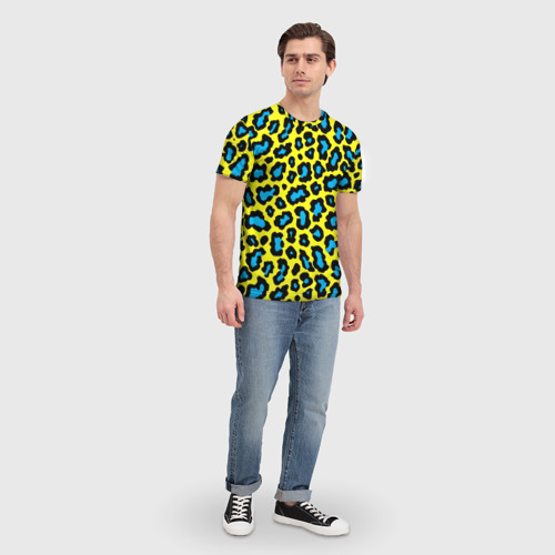 Мужская футболка 3D с принтом Кислотный леопард паттерн, вид сбоку #3