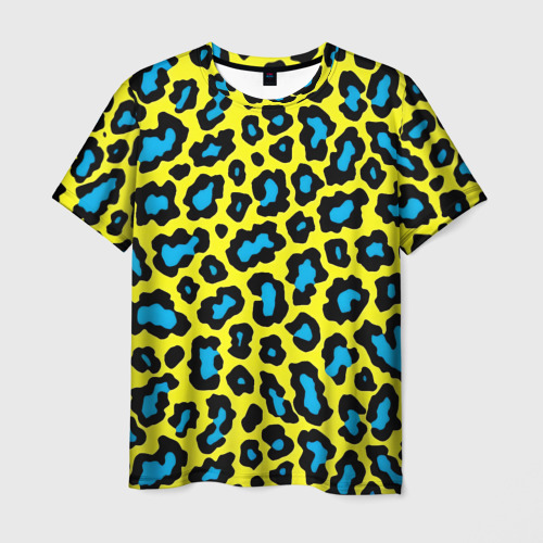 Мужская футболка 3D с принтом Кислотный леопард паттерн, вид спереди #2