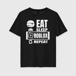 Женская футболка хлопок Oversize Роблокс на повторе