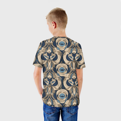 Детская футболка 3D с принтом Коричневый узор паттерн, вид сзади #2
