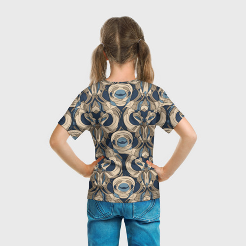 Детская футболка 3D с принтом Коричневый узор паттерн, вид сзади #2
