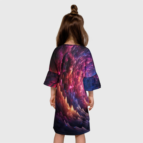 Детское платье 3D с принтом Звездная космическая спираль, вид сзади #2