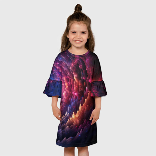 Детское платье 3D с принтом Звездная космическая спираль, вид сбоку #3