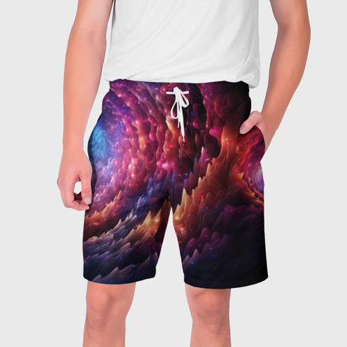 Мужские шорты 3D с принтом Звездная космическая спираль, вид спереди #2