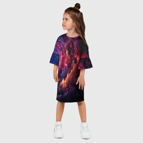 Детское платье 3D с принтом Звездная космическая спираль, фото на моделе #1