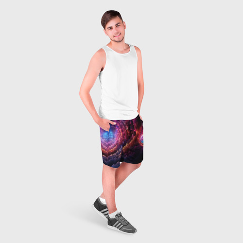 Мужские шорты 3D с принтом Звездная космическая спираль, фото на моделе #1